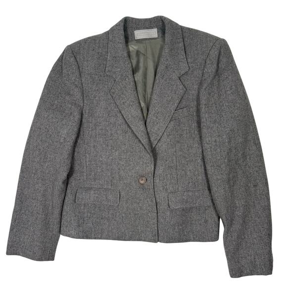 Vintage 80s Evan-Picone Wool Gray Skirt Suit Set Women’s 14 USA Runs Small - Picture 4 of 14